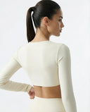 Long Sleeve Crop Top Women Seamless Gym Shirt