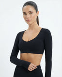 Long Sleeve Crop Top Women Seamless Gym Shirt
