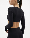 Long Sleeve Crop Top Women Seamless Gym Shirt