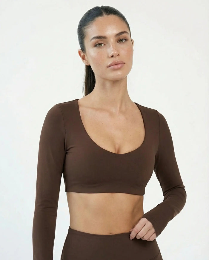 Long Sleeve Crop Top Women Seamless Gym Shirt