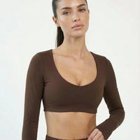 Long Sleeve Crop Top Women Seamless Gym Shirt