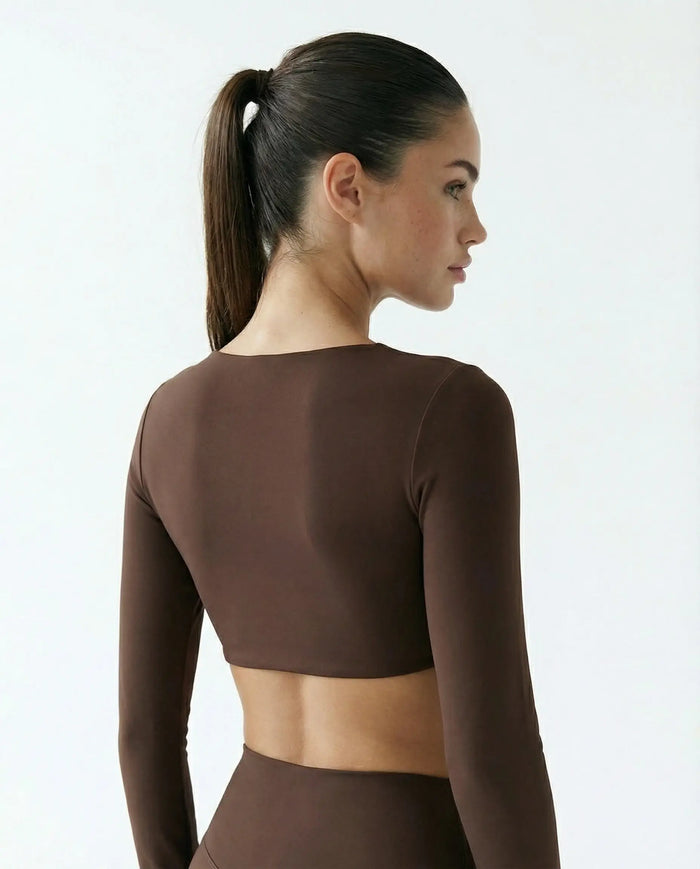 Long Sleeve Crop Top Women Seamless Gym Shirt