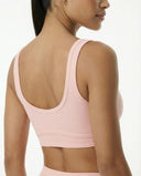 Sports Bra Women Ribbed Scoop Neck Seamless Gym