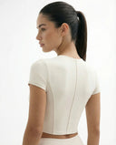 Workout Crop Top Women Short Sleeve Sculpting Gym