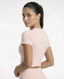 Workout Crop Top Women Short Sleeve Sculpting Gym