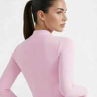 Burgundy Zip Jacket Women Seamless Fitted Cropped