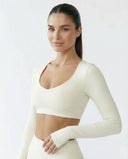 Long Sleeve Crop Top Women Seamless Gym Shirt