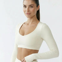 Long Sleeve Crop Top Women Seamless Gym Shirt