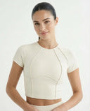 Workout Crop Top Women Short Sleeve Sculpting Gym