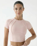 Workout Crop Top Women Short Sleeve Sculpting Gym