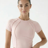 Workout Crop Top Women Short Sleeve Sculpting Gym