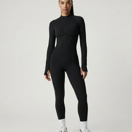 Sculpted Second Skin Jumpsuit Black Women One Piece Stretch Fabric