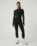 Sculpted Second Skin Jumpsuit Black Women One Piece Stretch Fabric