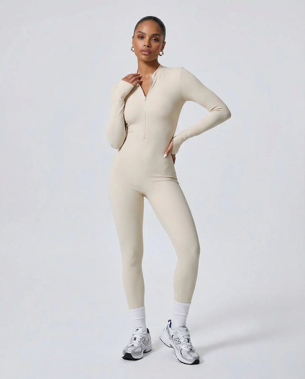 Sculpting Jumpsuit Seamless Long Sleeve Zip