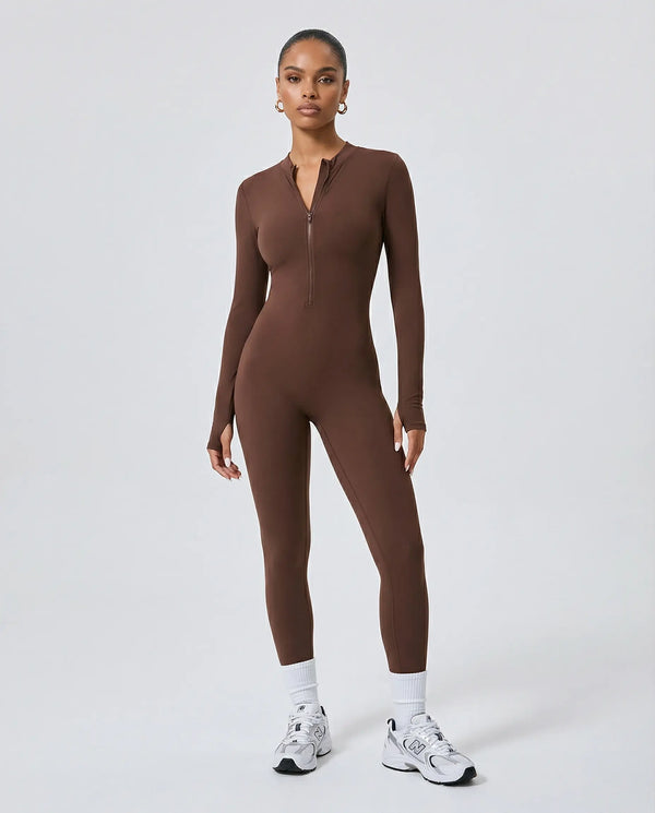 Sculpting Jumpsuit Seamless Long Sleeve Zip