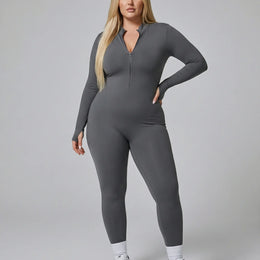 Sculpting Jumpsuit Seamless Long Sleeve Zip