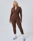 Sculpting Jumpsuit Seamless Long Sleeve Zip