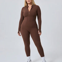 Sculpting Jumpsuit Seamless Long Sleeve Zip