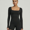 Sculpting Romper Women Long Sleeve Square Neck