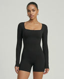 Sculpting Romper Women Long Sleeve Square Neck