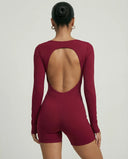 Sculpting Romper Women Long Sleeve Square Neck