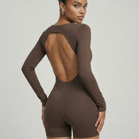 Sculpting Romper Women Long Sleeve Square Neck