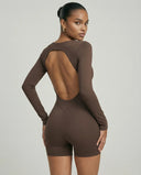 Sculpting Romper Women Long Sleeve Square Neck