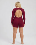 Sculpting Romper Women Long Sleeve Square Neck