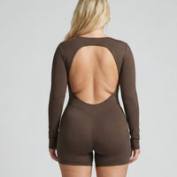 Sculpting Romper Women Long Sleeve Square Neck