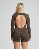 Sculpting Romper Women Long Sleeve Square Neck