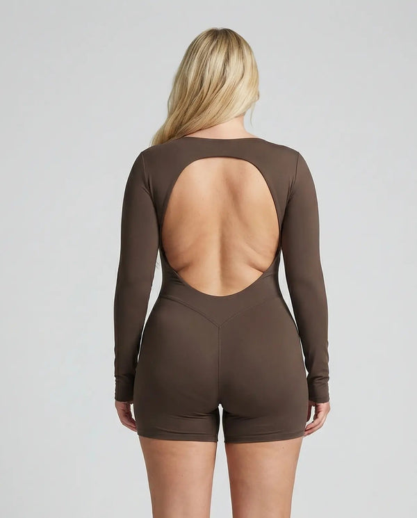 Sculpting Romper Women Long Sleeve Square Neck