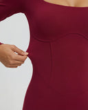 Sculpting Romper Women Long Sleeve Square Neck