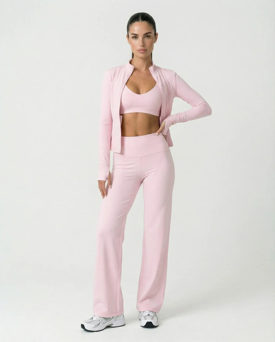 3-Piece Set – Flare Pants, Sports Bra & Jacket