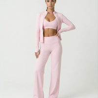 3-Piece Set – Flare Pants, Sports Bra & Jacket