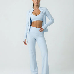 3-Piece Set – Flare Pants, Sports Bra & Jacket