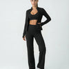3-Piece Set – Flare Pants, Sports Bra & Jacket