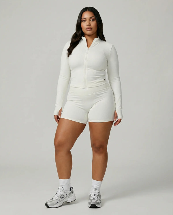 Women's Workout Set – Zip Jacket & Sculpting Shorts
