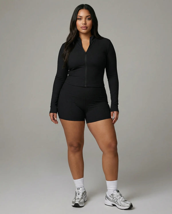 Women's Workout Set – Zip Jacket & Sculpting Shorts