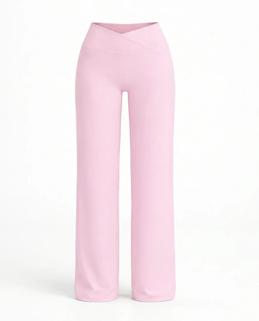High Waist Crossover Wide Leg Leggings