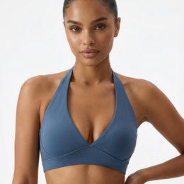 Halter Sports Bra Deep V Sculpt