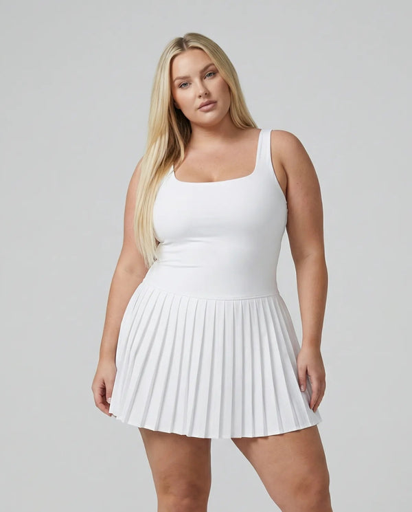 Sculpt Square Neck Pleated Tennis Dress