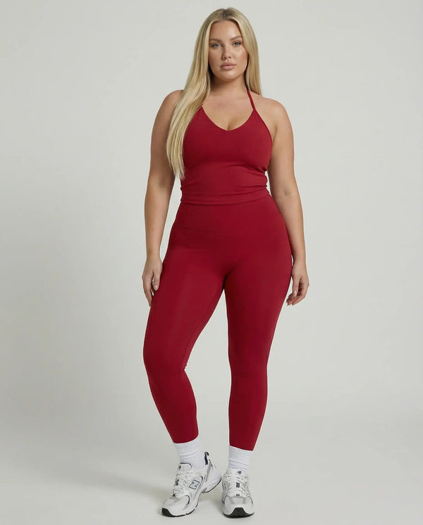 Red Seamless Halter Sculpt Leggings Set