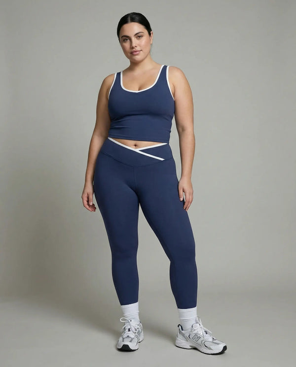 Seamless Sculpt High-Waist Gym Set in Navy Blue