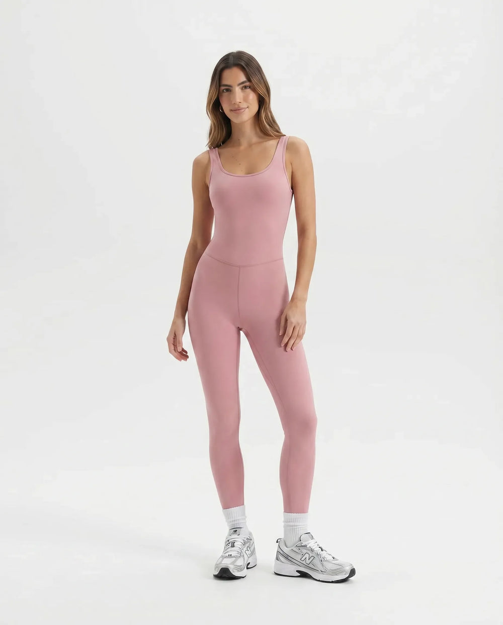 Women Sculpting Activewear Bodysuit One Piece Jumpsuit Pink