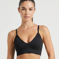 Women Seamless V-Neck Sculpting Sports Bra Black