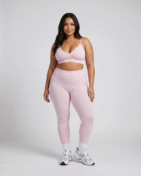 Women Seamless V-Neck Sculpting Sports Bra Pink