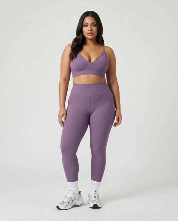 Women Seamless V-Neck Sculpting Sports Bra Purple