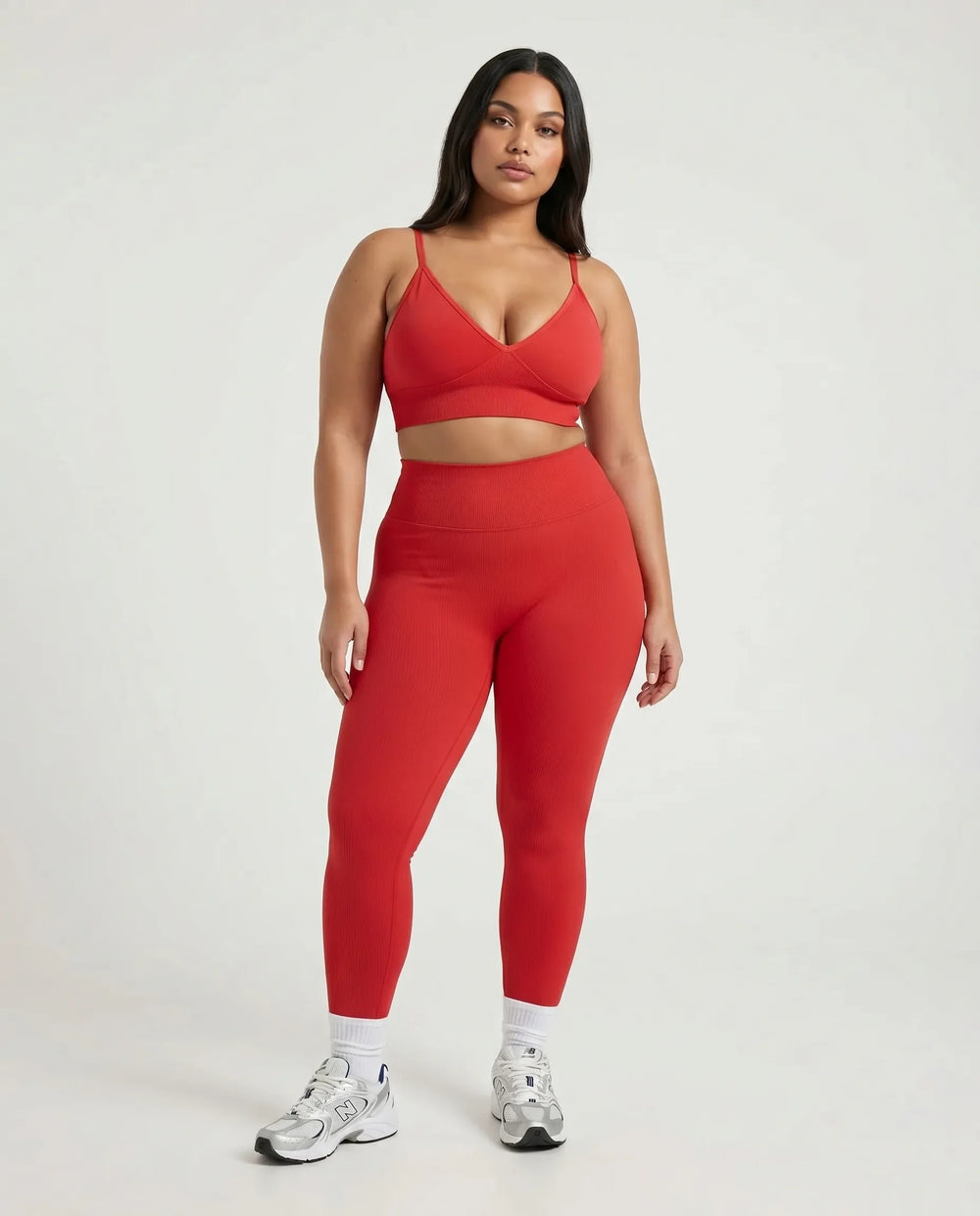 Women Seamless V-Neck Sculpting Sports Bra Red