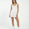 Women Square Neck Tennis Dress Bubble Hem Athletic Mini Dress White
