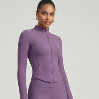 Women Zip-Up Sculpting Long Sleeve Top Purple